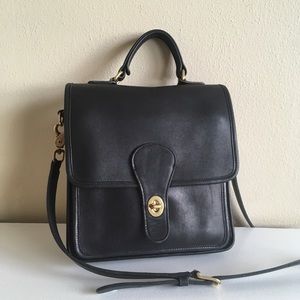 Vintage Coach Station Bag Black Leather Crossbody